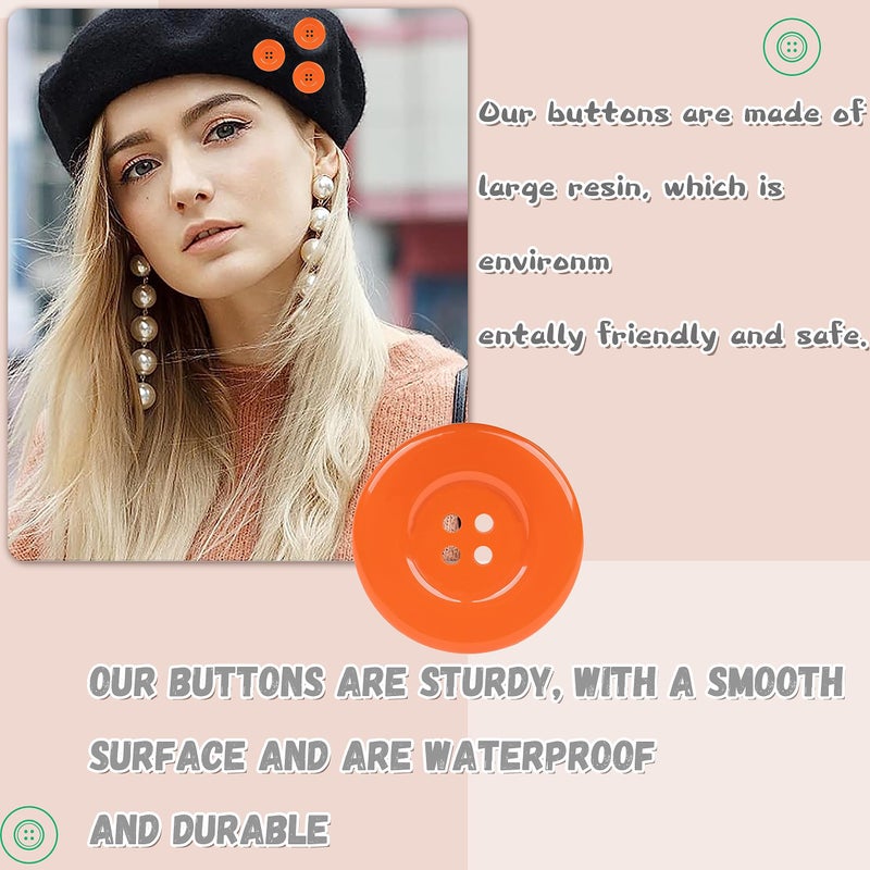 YAKA 50pcs 4 Holes Round Sewing Resin Buttons1.5inch/38mm in Bulk for Environmental Sewing Fasteners Scrapbooking DIY Sewing Tailor Crafts Coats Clothe Orange - Image 3